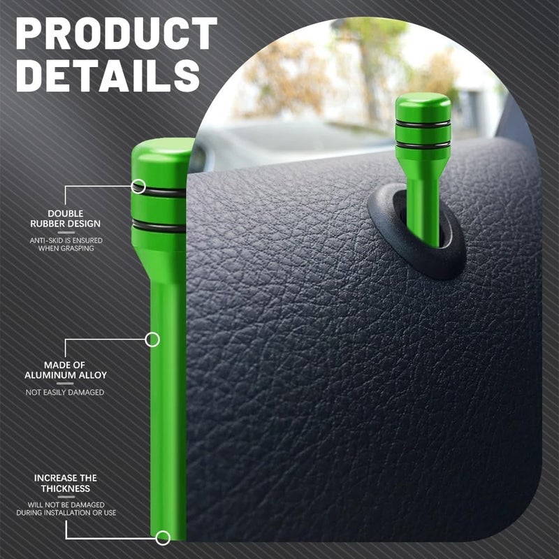 HEVLE 4PCS Car Door Lock Knobs, Vehicle Door Lift Bolt, Aluminum Alloy Doors Lock Cover Decor, 0.47" x 1.93" Automotive Door Lock Switches, Universal Car Accessories Safety Door Lock Pin (Green) - Image 5